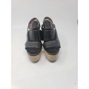 Marni Platform Wooden Heels Brown Black Snake Leather Made in Italy SZ 38 Womens